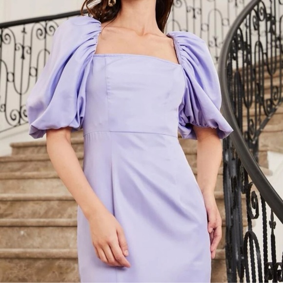SHEIN Dresses & Skirts - Elegant Lavender Puff Lantern Sleeve Dress